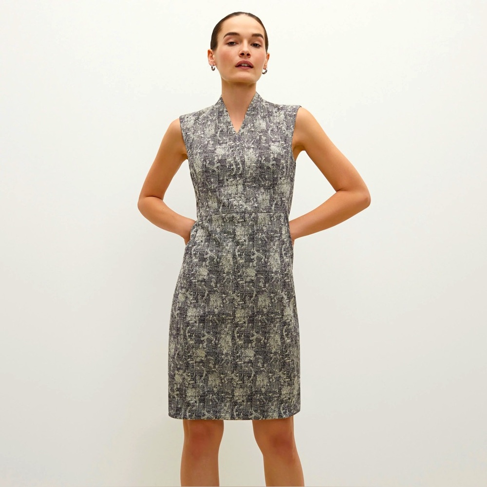 M.M. Lafleur Aditi Sheath Dress Black & White Crackle Print Sz 8
